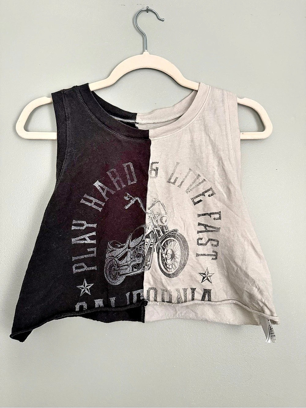 Hollister Play Hard & Live Fast Motorcycle Crop Tank Medium